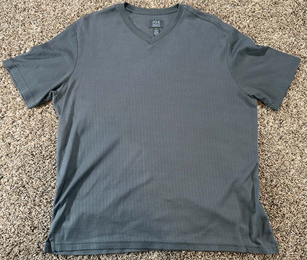 Joe Joseph Abboud Men's Gray Ribbed V-Neck Short Sleeve T-Shirt Size Large